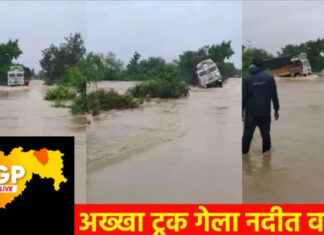 अख्खा ट्रकच गेला चालक वाहकासह नदीपुरात वाहून ; उमरेड-गिरड मार्गावरील घटना