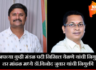 भाजपाच्या कुही मंडळात निखिल येळणे तर मांढळ मंडळात डॉ.विनोद जुवार यांची नियुक्ती