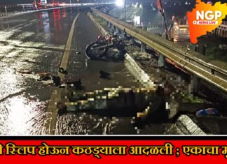 दुचाकी स्लिप होऊन कठड्यावर धडकली ; एकाचा मृत्यू तर एक जखमी